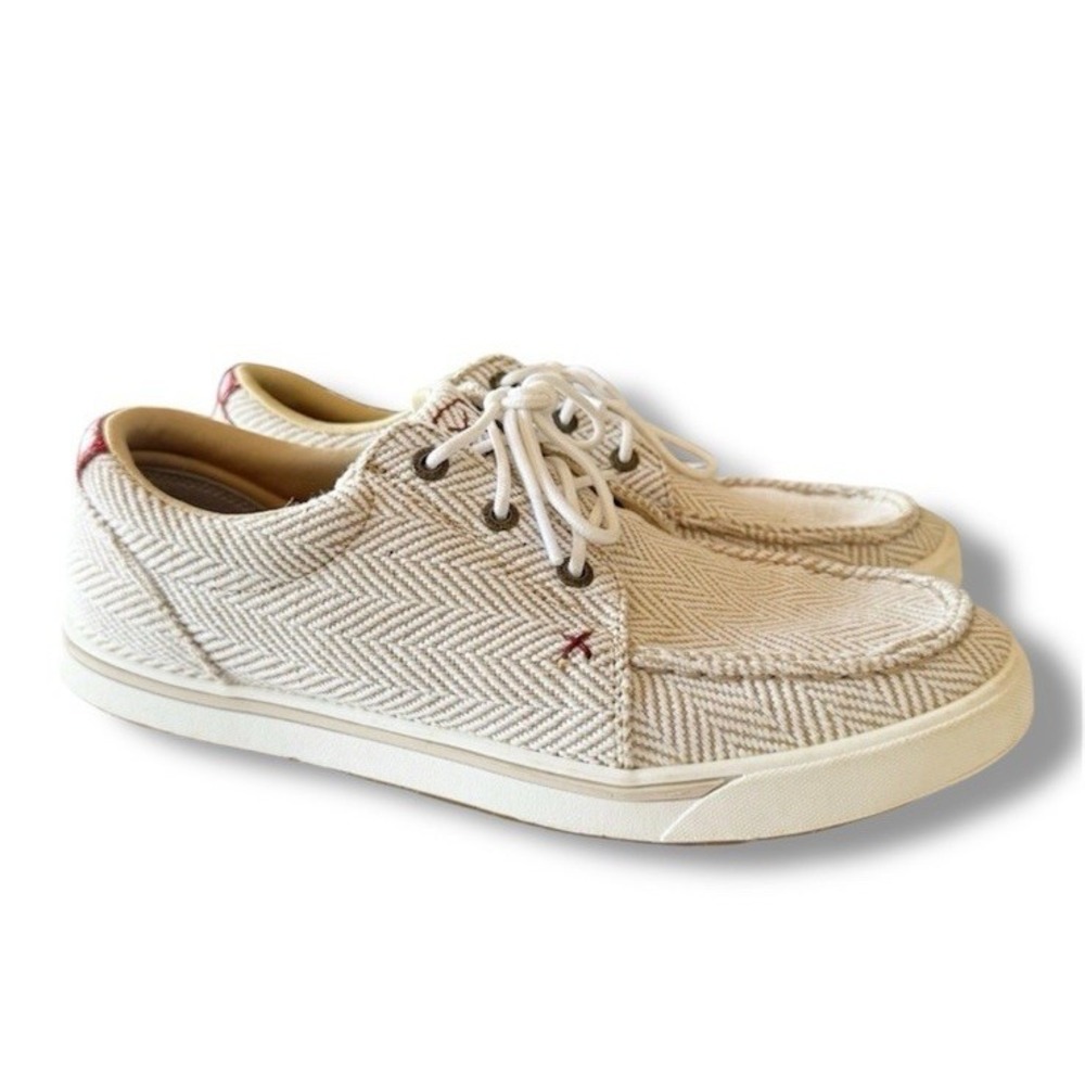 Twisted X Ladies Kicks Sand And White Herringbone Shoes WCA0082 Slip On Size 10M